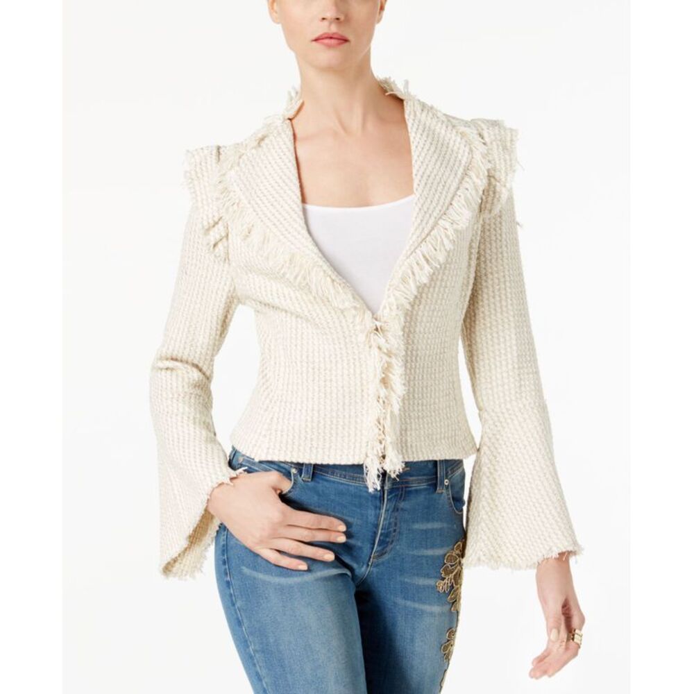 INC International Concepts Frayed Tweed Cardigan
